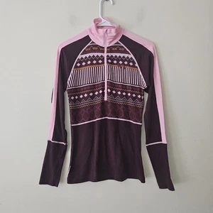 Kari Traa Sweater Womens Size Small Pink Half Zip Merino Wool Pullover Athletic - Picture 1 of 5