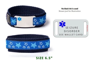 Pulsera de identificación de alerta médica para trastornos convulsivos 6,5". Tarjeta de emergencia médica gratuita. - Imagen 1 de 4