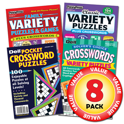 Penny Dell Favorite Crossword & Variety Puzzle 8-Pack • 17.95$