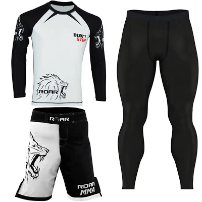 ROAR MMA Grappling Rash Guard BJJ Fight Shorts Thermal Compression Gym Pants - Image 1 of 4