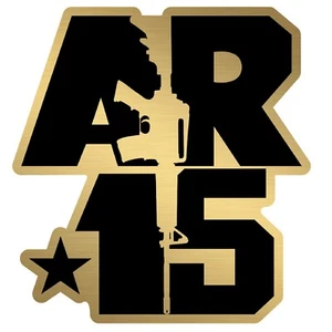 AR-15 Gun Sticker Black & Gold DECAL w/ image of AR Die-cut STICKER - Picture 1 of 12