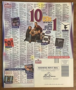 1995 BMG Music Service CD Club TLC Hootie Clueless Boyz II Men 90s Print Ad - Picture 1 of 3