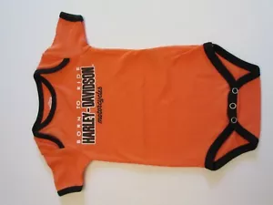 Harley Davidson One-Piece Bodysuit Size 9-12 Mo. Orange/black VGC - Picture 1 of 3