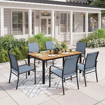 Juego de mesa y sillas de comedor de exterior de 7 piezas con orificio para paraguas de 1,57"-2" Foto 1 de 4