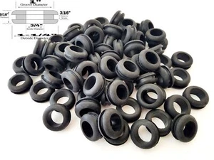 Pack of 25 Rubber Grommets 3/4" Inside Diameter 3/16" Groove - Fits 1" Hole - Picture 1 of 2