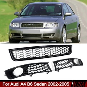 Parrilla antiniebla inferior delantera de panal para Audi A4 B6 2002-05 negro brillante - Imagen 1 de 13