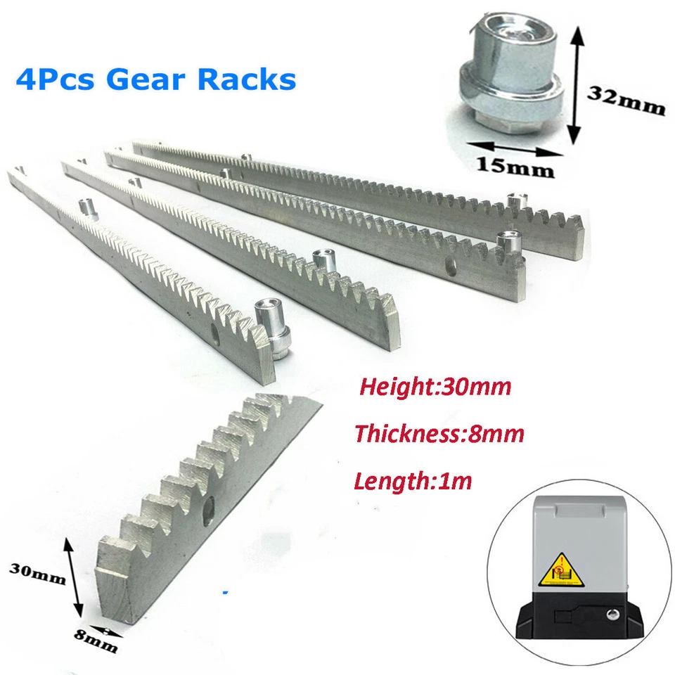 Estante de engranajes universal de acero de 8 mm de grosor de 3,3 pies de longitud para abridores de puertas correderas 4 un. Foto 1 de 4