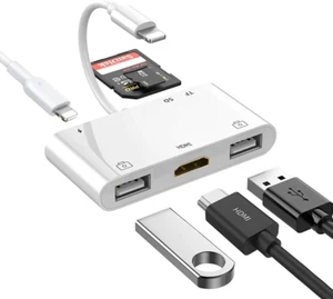 Adapter iPada Lightning Hub, cyfrowy konwerter AV 6-w-1 Lightning na HDMI, TF i - Zdjęcie 1 z 12