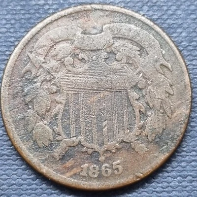 1865 Two Cent Piece 2c Circulated Details #66894 - Image 1 of 2