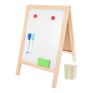Wooden Message Board Dry Erase Chalkboard Easel for Kids Office Writing Tablet - Photo 1/12