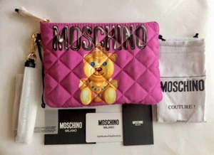 Moschino Teddy Bear Women's Pouch Wrist Strap Bag Quilted Pink New with Dust Bag - Picture 1 of 4