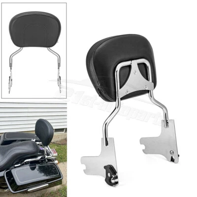 Respaldo de pasajero cromado Sissy Bar para Harley 97-08 Touring Electra Glide FLHT Foto 1 de 4