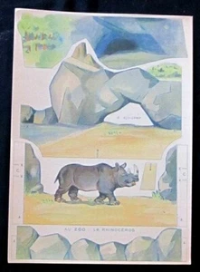 Au Zoo Rhinocéros Belle Jardinière Lyon Art Deco Jahre Altes Brett - Bild 1 von 5