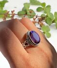 Purple Amethyst Cut Gemstone 925 Sterling Silver Vintage Ring,All Size /JL_932