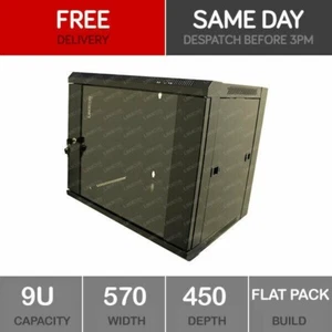 9U Server Rack Network Cabinet 19 inch 570 x 450mm Black - Picture 1 of 4
