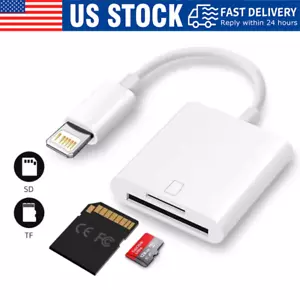 TF SD Card Adapter Camera Reader 2 In 1 For iPhone 14 13 12 11 X XS XR 8 7 iPad - Picture 1 of 9