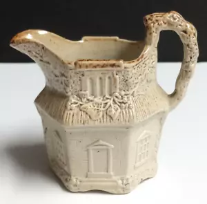 Jarra crema antigua de cerámica Briddon esmaltada en sal inglesa Derbyshire c1840 - Imagen 1 de 12