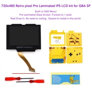 3.0'' Drop in Pre-Laminated V5 IPS High Backlight LCD Kit+3D Shells For GBA SP - Picture 1 of 29