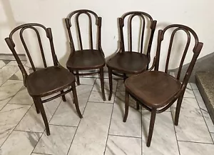 Un set 4 sedie da bistrot Thonet / Kohn con bella patina 1920 circa - Foto 1 di 13