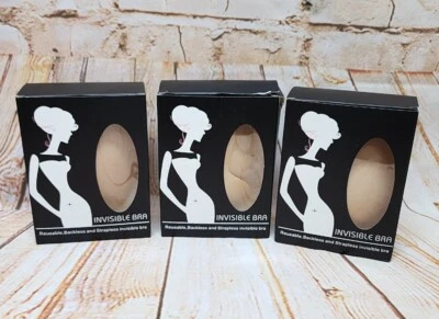 Sujetador Invisible Reutilizable Sin Espalda Sin Tirantes Talla D Adhesivo Adhesivo Lote de 3 Beige Foto 1 de 4