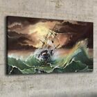 Canvas Wandbild Leinwand Bilder 100x50 Gemlde Boot Schiff Ozean Sturm Wellen