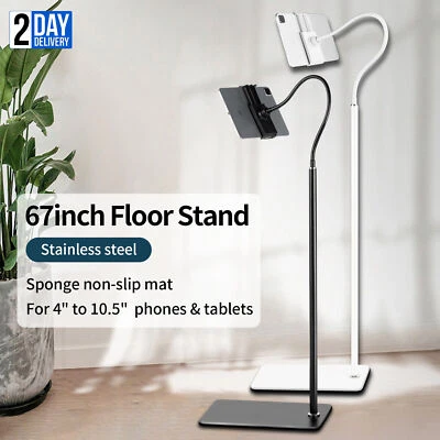 EAREST 69" Tablet Tripod Floor Stand Phone Gooseneck For Adjustable 4-10.5" iPhone iPad