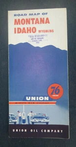 1955 Montana Idaho Wyoming road map Union 76 oil gas - Picture 1 of 4