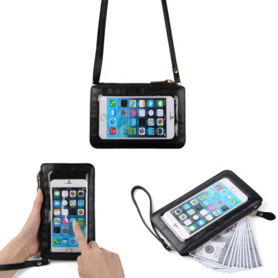 Black Touch Screen Crossbody Bag Wallet Case For iPhone 16 / 16 Pro / 16 Pro Max - Image 1 of 4