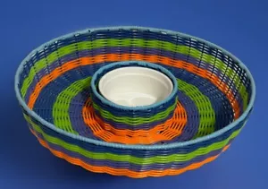 Vintage Woven Basket Chip Dip Appetizer Serving Tray 13” Boston Warehouse/China - Picture 1 of 10