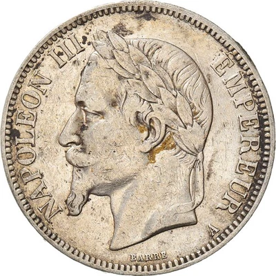 [#971001] Moneda, Francia, Napoleón III, Napoleón III, 5 francos, 1866, París, en muy buen estado Foto 1 de 2