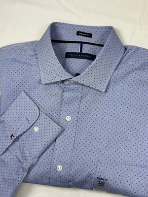 Tommy Hilfiger Mens 16.5-34/35 Blue Polka Dot Button Up Long Sleeve Shirt NWT - Image 1 of 4