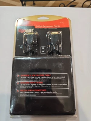 Gigaware 10-Ft. SVGA Extension Cable Shielded/Gold Plated, VGA/SVGA, #26-1413 - Image 1 of 2