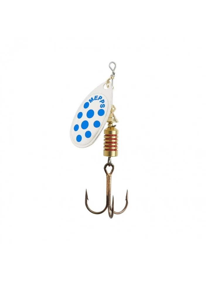 Mepps Comet Silber Blau Punkte Spinner Hecht Forelle Barsch Spinnköder - Bild 1 von 1