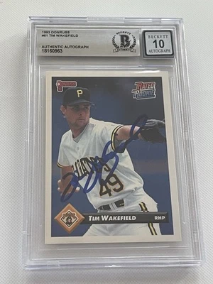 Tim Wakefield Signed Card 1993 Donruss Slabbed Beckett BAS Auto Go Pirates IP a - Image 1 of 3