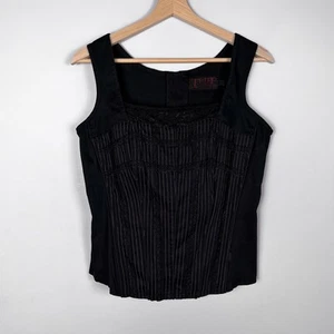 Rare Y2K Tripp NYC Pinstripe Black Lace Corset Top IO3876P Vintage Goth Gothic - Picture 1 of 20