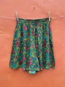 Vintage Women's 1980s shorts skorts high waisted wide leg culottes Floral - Picture 1 of 4