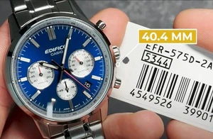 Casio Edifice EFR-575D-2A Blue Chronograph Analog Stainless Steel Men's Watch - Picture 1 of 5