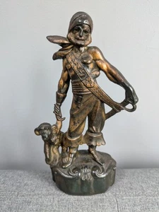 Vintage 1950/60s Bronze Style Plastic Pirate & Monkey figurine Made In Hong Kong - Picture 1 of 7