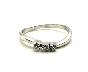 18ct White Gold Diamond Ring Real Natural Diamond Trilogy Ring Gift For Her WOW - Picture 1 of 24