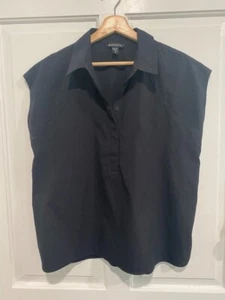 Athleta - Damen Gr. XL schwarzes ärmelloses leichtes Kragenhemd mit halbem Knopf - Bild 1 von 4