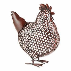 DECORACIÓN DEL PAÍS ALAMBRE DE POLLO METAL ESTATUA ARTE PATIO - Imagen 1 de 6