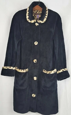 Bata Vintage Stan Herman Negra Abotonada Retro Borde Leopardo Talla S Foto 1 de 4