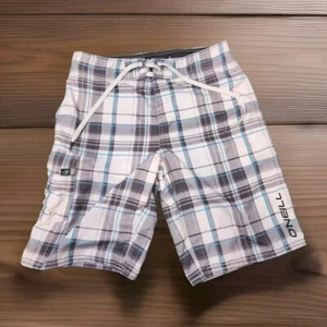 O'neill Men's Board Shorts Swim Trunks White Blue Gray Plaid Size 30 - Picture 1 of 8
