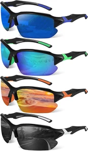4 Pack Polarized Sports Sunglasses for Men Women Baseball Cycling Running Fishin - Picture 1 of 12