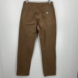 Guess Jeans Men's Size 32 Brown Distressed Vintage Y2K USA Cotton Triangle Logo - Picture 1 of 11