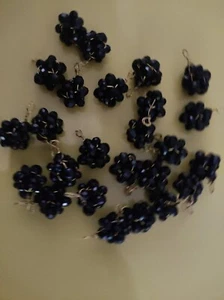 6 Fancy 1.5cm Round black crystal beads Shank Buttons Sew On - Picture 1 of 6