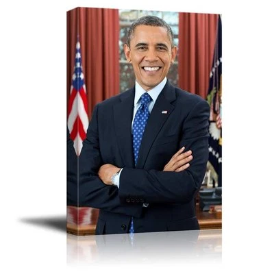 Portrait of Barack Obama - Canvas Wall Art Gallery Wrap Ready to Hang - 12x18 - Image 1 of 3