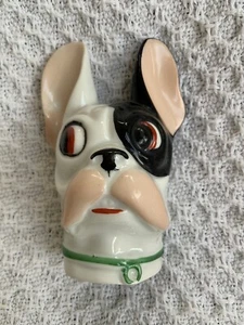 Antigua cabeza de perro de porcelana Boston Terrier Bulldog marca francesa Alemania 8575 - Imagen 1 de 8