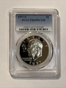 Moneda revestida 1977-S dólar Eisenhower graduación profesional PR69DCAM - Imagen 1 de 2
