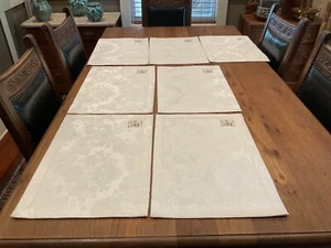 SET (7) WATERFORD LINENS BARONS COURT “PARL” DAMASK RECTANGLE PLACEMENTS NWT - Picture 1 of 6